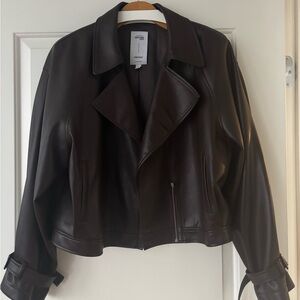 Fabrique Fred Short Jacket in Eco Leather Color Russet Brown Size L